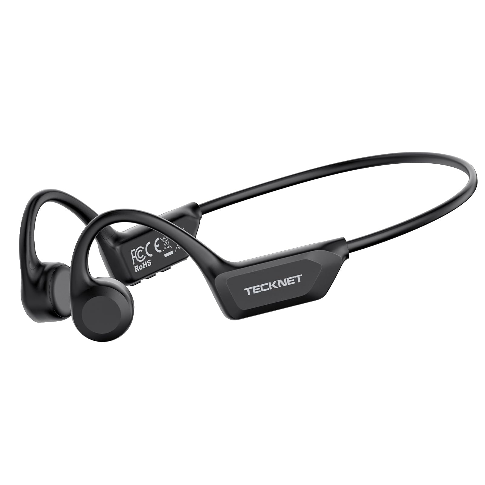 TECKNET Bone Conduction Headphones, Bluetooth V6.0 Open Ear Headphones, Wireless Headphones 10H Playtime & IPX5 Waterproof, Comfortable Fit Built-in Mic, Sport Headphone for Running & Workout -Black Medium Black