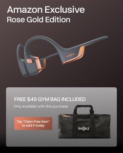 SHOKZ OpenRun Pro 2 Bone Conduction Headphone, Rose Gold, Free Gym Bag Rose Gold Standard