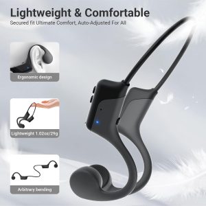 New Bone Conduction Open-Ear Headphones, Bluetooth 6.0, IPX5 Waterproof, 8H Playtime, Lightweight & Comfortable Sports Earphones for Running, Gym, Cycling, Workout, Sweatproof Wireless Headsets Grey-Black