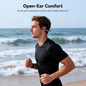 TECKNET Bone Conduction Headphones, Bluetooth V6.0 Open Ear Headphones, Wireless Headphones 10H Playtime & IPX5 Waterproof, Comfortable Fit Built-in Mic, Sport Headphone for Running & Workout -Black Medium Black